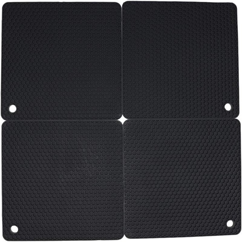 Smithcraft Silicone Trivets for Hot Dishes, Pots and Pans, Hot Pads for Kitchen, Black Silicone Pot Holders Mats for Kitchen Counter, Non Slip Heat Resistant Mat, Flexible Trivet Mat Set 4 - Image 2